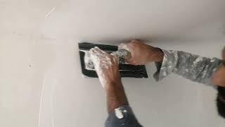 آموزش گچ کاری نحوه ماله زدن در کنج سفید کاری روکار کشیدن بدون موج#plastering #گچ_کاری #اموزش_گچکاری