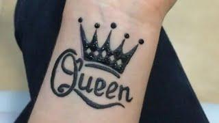 Queen Mehndi Tattoo Design , Crown tattoo , Stylish tiara tattoo