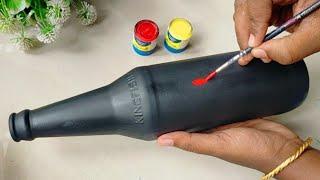 Diy Stroke Painting /Gulmohar Flower Painting /One stroke bottle painting /beautiful bottleart