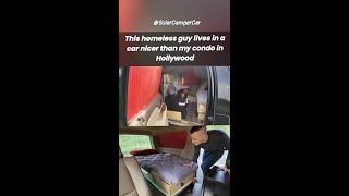 200 IQ Guy Has A Fridge In His Car #smartliving #cheapliving  #car #houseless