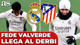 ENTRENAMIENTO REAL MADRID: FEDE VALVERDE llega al DERBI vs. ATLÉTICO | CHAMPIONS LEAGUE