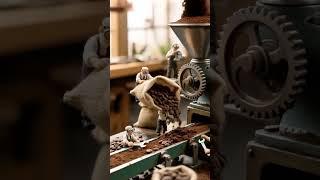 Miniature Hands Behind the Vintage Coffee Engine #feedshorts