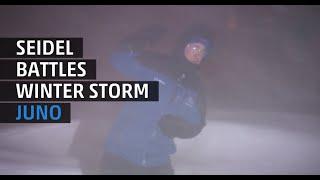 Mike Seidel Battles Near Hurricane Force Wind in Winter Storm Juno