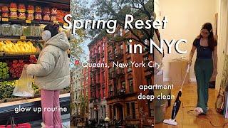 RESETTING FOR SPRING  apartment deep clean, wellness glow ups, grocery shopping, + a NYC vlog