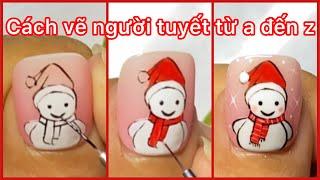 Cách vẽ mẫu noel người tuyết chuẩn từng bước trên tay thật