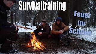 Survival training - Feuer machen im Schnee | Survival im Winter | Outdoor & More