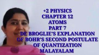 +2 PHYSICS : DE BROGLIE'S EXPLANATION OF BOHR'S SECOND POSTULATE OF QUANTIZATION: MALAYALAM