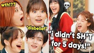 IDOLS' funny reaction to (G)I-dle YUQI being constipated for 5 days now (ZhangHao, Sakura, Yunjin..)