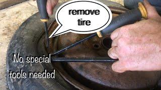 “remove car tire from rim” WITHOUT special tools (reinstall tire) breaking bead