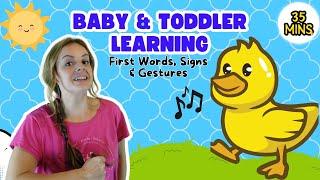 Baby Learning First Words, Signs, Gestures & Nursery Rhymes with Miss Katie Toddler Learning Videos