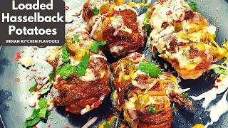 These Hasselback potatoes are cheesy, garlicky, buttery and delicious- Indian Kitchen Flavours | IKF