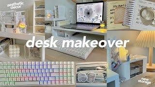 aesthetic desk makeover ️ | desk organization, storage, & cute decor!