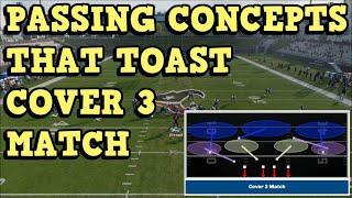 #madden #maddentips #maddendefense HOW COVER 3 MATCH WORKS & 6 PASSING CONCEPTS THAT WILL SMOKE IT