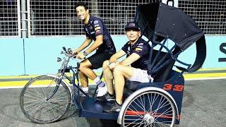 Daniel Ricciardo and Max Verstappen Lap Singapore On a TRISHAW!