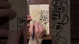 Daily Faces Challenge: Day 348/365 - Pigment Liner Drawing on a Map | Art Timelapse ️ #art