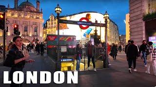 Exploring Central London at Night | London Night Walking Tour [4K]