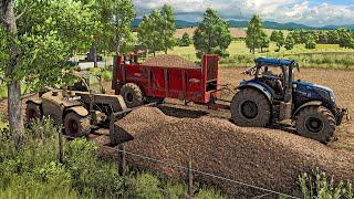 New Holland T7.300 Working in French Farm at Manure Spreading | Farming Simulator 25