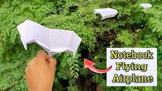 Paper flying new airplane, how to make notebook paper plane, origami flying notebook plane,