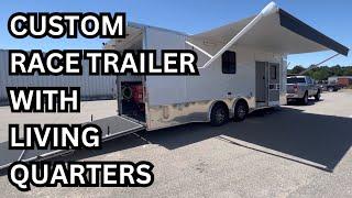 Custom Enclosed Race Trailer with Full Bathroom Package