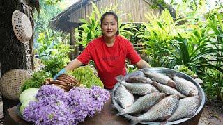 Market show and cooking: Yummy deep fry fish eat with Cambodia noodle - Countryside Life TV