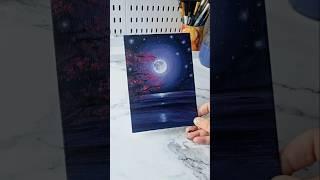 Easy way to paint a moonlight night sky / acrylic painting ideas for beginners