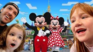 DiSNEYLAND but in MiNECRAFT  Adley & Navey visit video game Mickey n Minnie after Nikos challenge