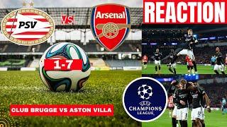 PSV Eindhoven vs Arsenal 1-7 Live Champions League UCL Football Match Score Highlights Gunners FC