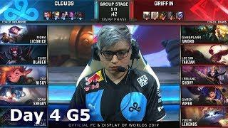 C9 vs GRF | Day 4 S9 LoL Worlds 2019 Group Stage | Cloud 9 vs Griffin