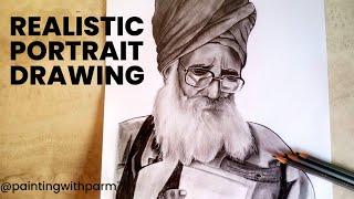 Realistic portrait drawing of Bhagat Puran Singh Ji #drawing #portrait