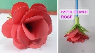How to Make a Paper Flower || Rose Flower Making With Paper Origami - Paper Flower Making At Home