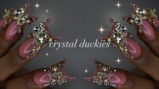 Crystal Duckies| acrylic application + extravagant nail art!