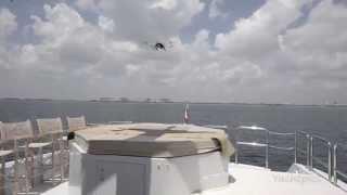 Yachtpics shares a video of a quadcopter aboard a 84 Hatteras