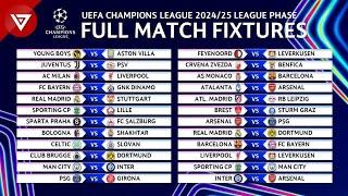  UEFA Champions League 2024/25 League Phase Match Schedule - Champions League Full Fixtures 2024-25