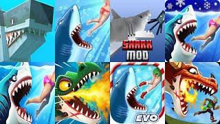 Hungry Shark World vs Evolution vs Hungry Dragon vs Minecraft Sharks World - All Sharks All Dragons