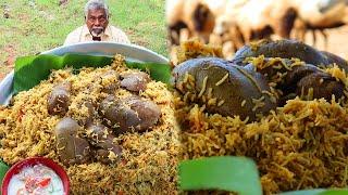 LIVER BRIYANI | Dad's making mutton liver briyani | Juicy mutton liver briyani cooking in village