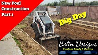 Pool Construction Part 1 - Excavation Time Lapse - Bolin Designs Pools - www.CustomPools.net