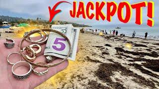 Labor Day GOLD and RING RECOVERY!! Metal Detecting Laguna Beach!