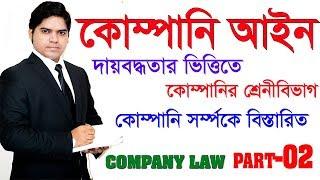 Company Law Part 02। Classification of Company Limited By Shares Guarantee And Unlimited Company।