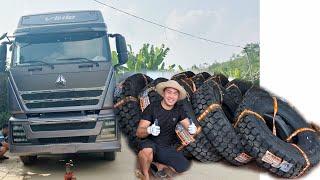 200km journey to install and change heavy duty tires for 150 ton tractor trailer