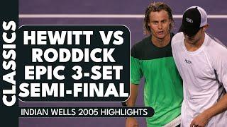 Andy Roddick vs Lleyton Hewitt Epic Semi-Final Clash! | Indian Wells 2005 Highlights