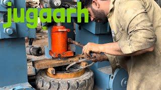 Change THE Solid TIRE with jugaarh /# how to press Forklift Tire