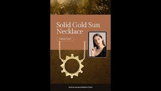 Geometric Solid Gold Sun Necklace - 14K Solid Gold