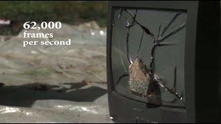 Crashing TV with a Rock in Super Slow Motion | Slow Mo Lab