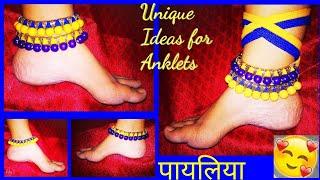 Making Bail Anklets / DIY beads ( beaded ) wrap anklet / How to make payal with shoe lace tutorial