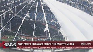 Eagle 8 HD: Roof of Tropicana Field, Home of Tampa Bay Rays, Ripped to Shreds by Hurricane Milton