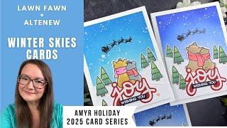 Winter Skies Cards | Lawn Fawn | AmyR 2025 Holiday Card Series #1