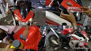 Honda CBR Vinyl Wrapping Rad Colour| CBR Modification | MA.Khan Arts|