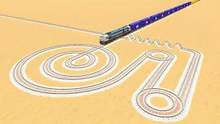CRAZY TRAIN CROSS MULTIPLE AROUND CIRCLE TRACKS‍️ RISKY BUMPY RAILROAD RAILWORK