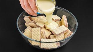 Mix waffles with condensed milk! You will be amazed by this recipe! NO baking!