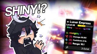 Getting The .001% SHINY SECRET LUNAR EMPRESS In Anime Defenders!